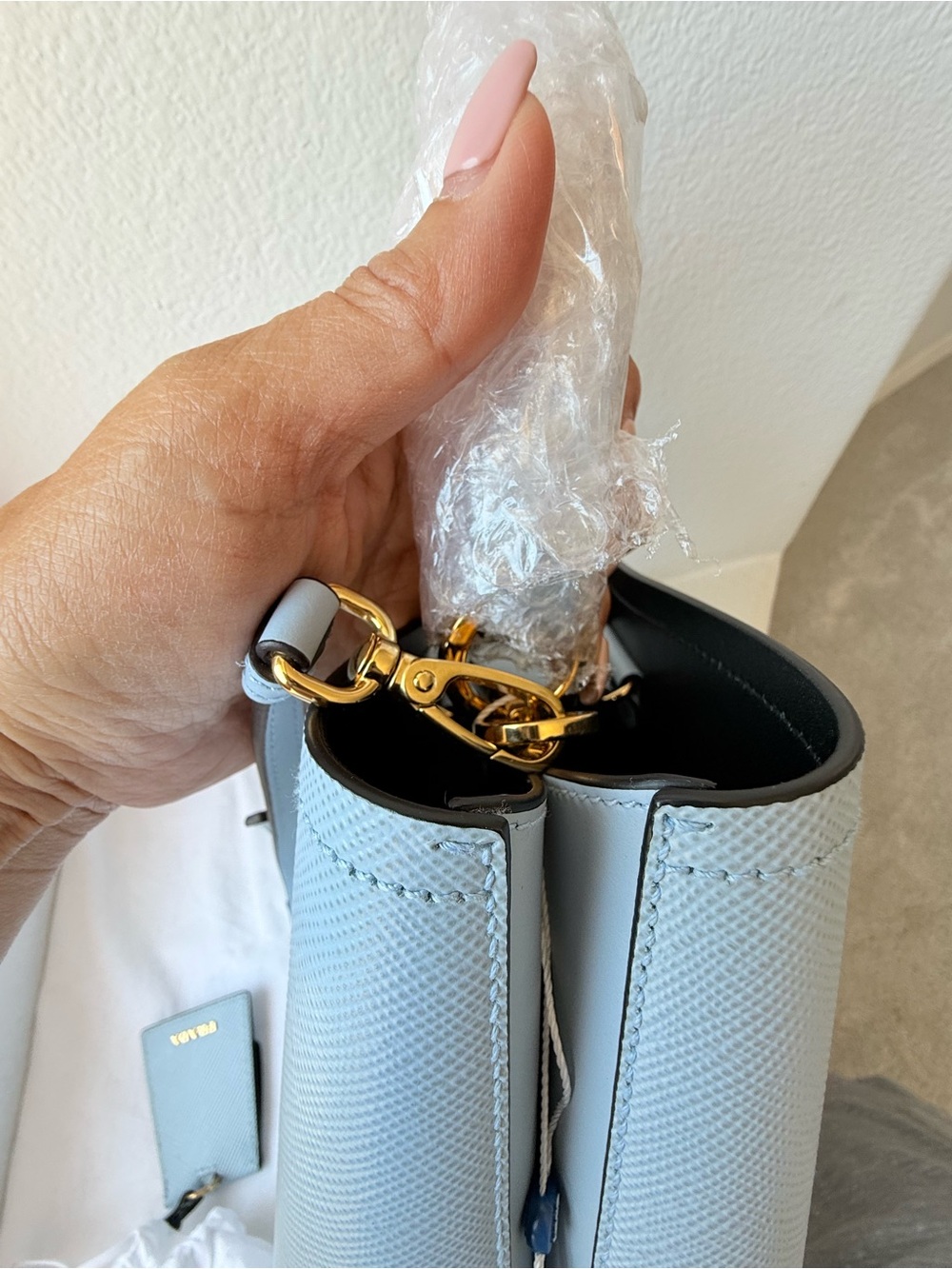 Prada Powder Blue Saffiano Leather Bucket Top-Handle Tote | Dust Bag | Authentic - Picture 5 of 11